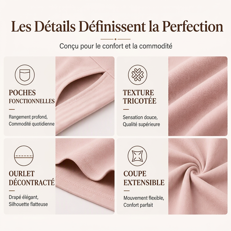 Robe t-shirt à manches longues pour femme avec poches