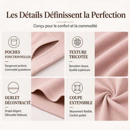 Robe t-shirt à manches longues pour femme avec poches