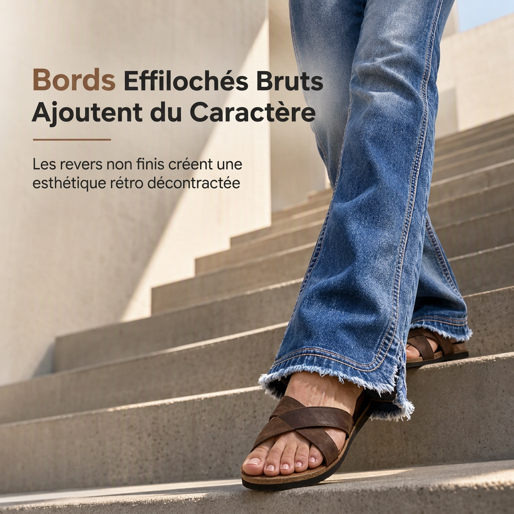 Jean en denim évasé rétro taille haute pour femme