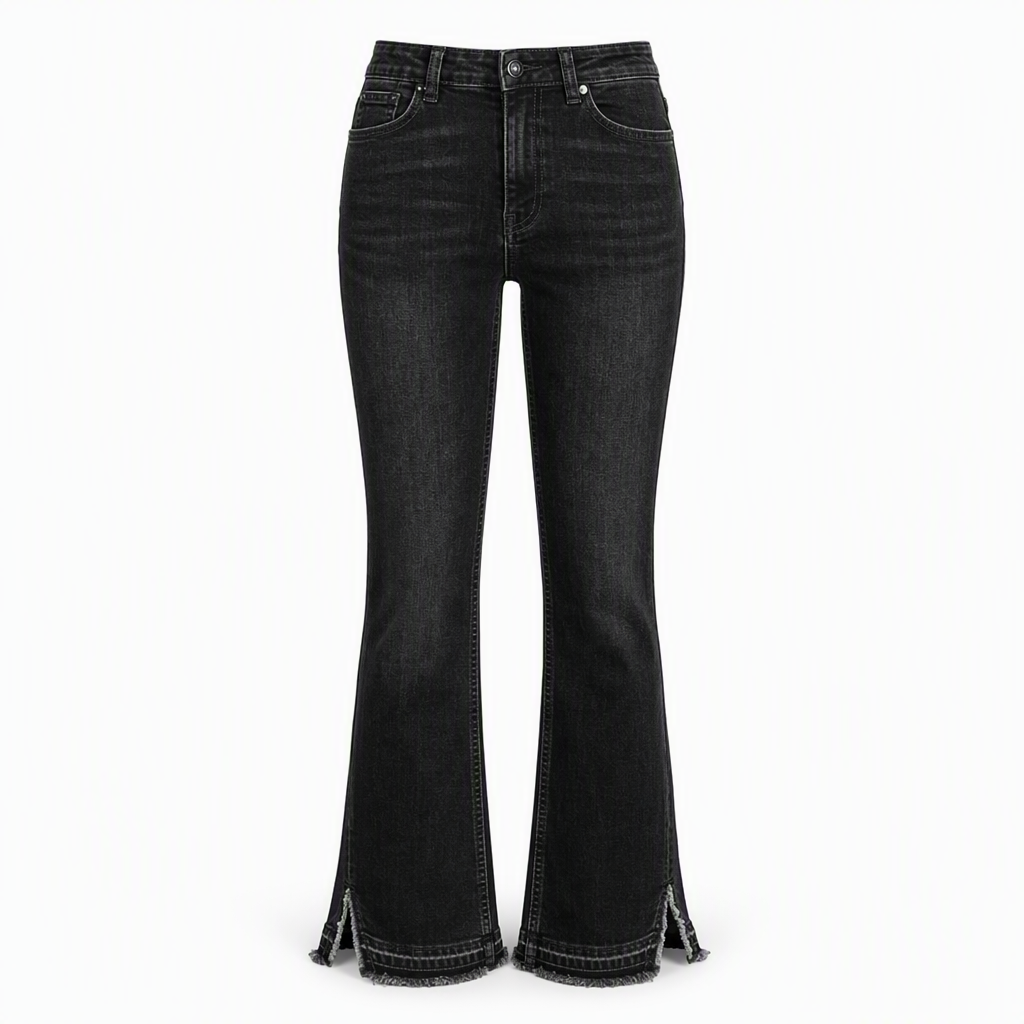 Jean en denim évasé rétro taille haute pour femme
