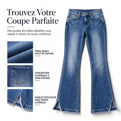 Jean en denim évasé rétro taille haute pour femme