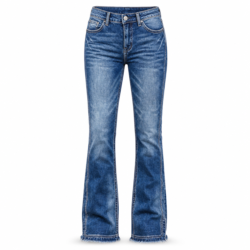 Jean en denim évasé rétro taille haute pour femme
