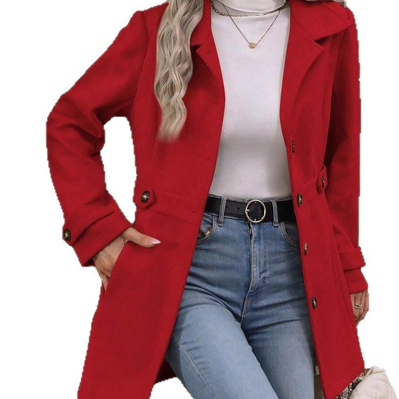 Manteau ajusté élégant à boutonnage simple pour femme