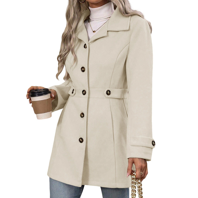 Manteau ajusté élégant à boutonnage simple pour femme