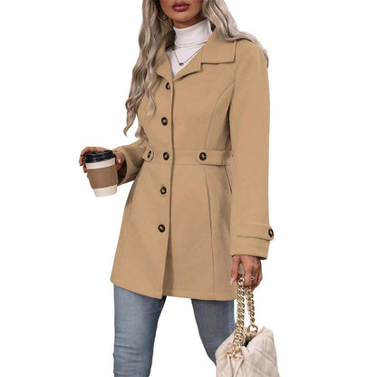Manteau ajusté élégant à boutonnage simple pour femme