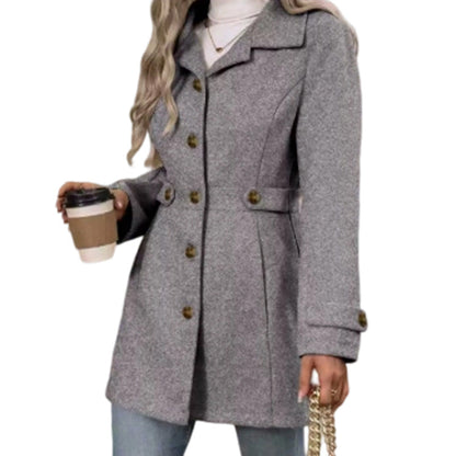 Manteau ajusté élégant à boutonnage simple pour femme