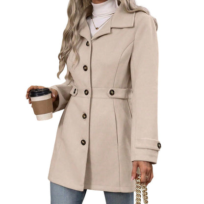 Manteau ajusté élégant à boutonnage simple pour femme