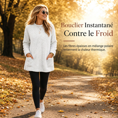 Haut chaud à col rond et manches longues pour femme