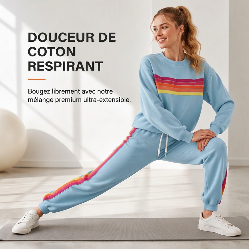 Ensemble 2 pièces décontracté pour femme : sweat à capuche et pantalon de survêtement