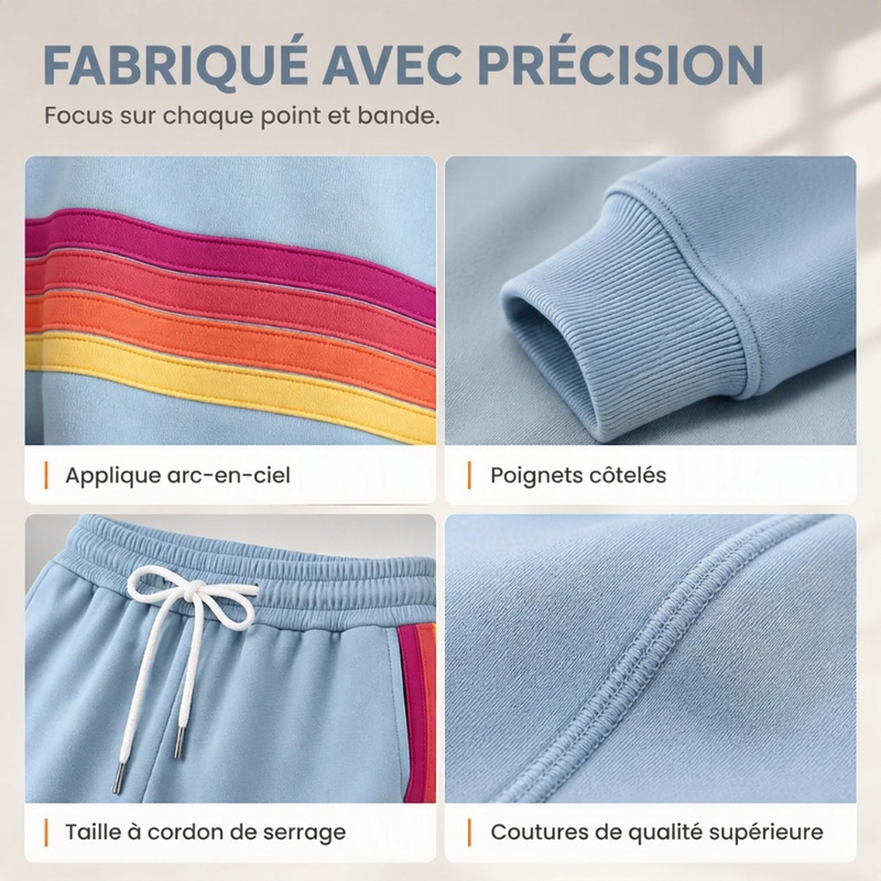 Ensemble 2 pièces décontracté pour femme : sweat à capuche et pantalon de survêtement