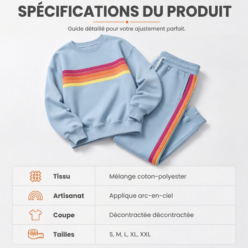 Ensemble 2 pièces décontracté pour femme : sweat à capuche et pantalon de survêtement