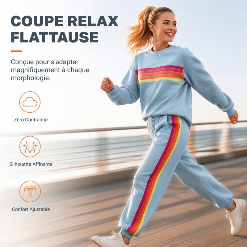 Ensemble 2 pièces décontracté pour femme : sweat à capuche et pantalon de survêtement