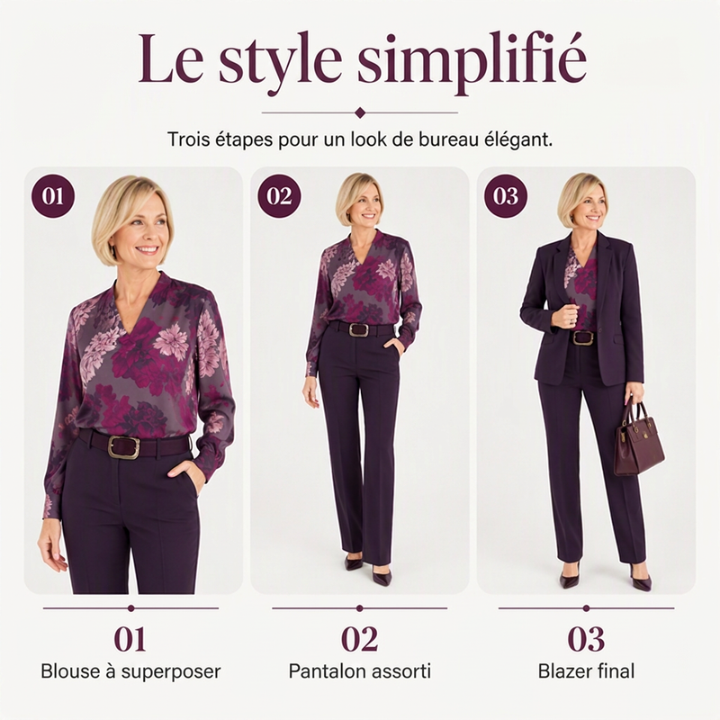 Ensemble de tailleur de bureau élégant 3 pièces pour femme
