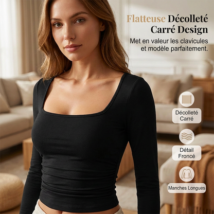 Ensemble pour femme : haut à col carré et pantalon large