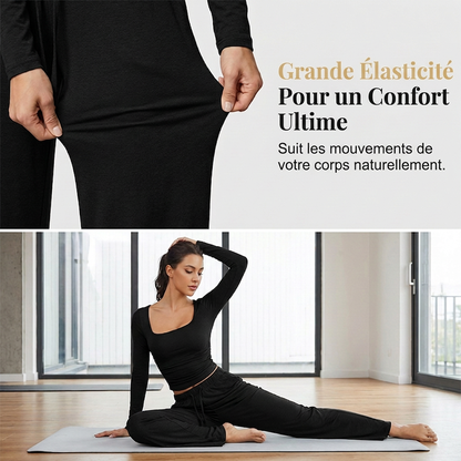 Ensemble pour femme : haut à col carré et pantalon large