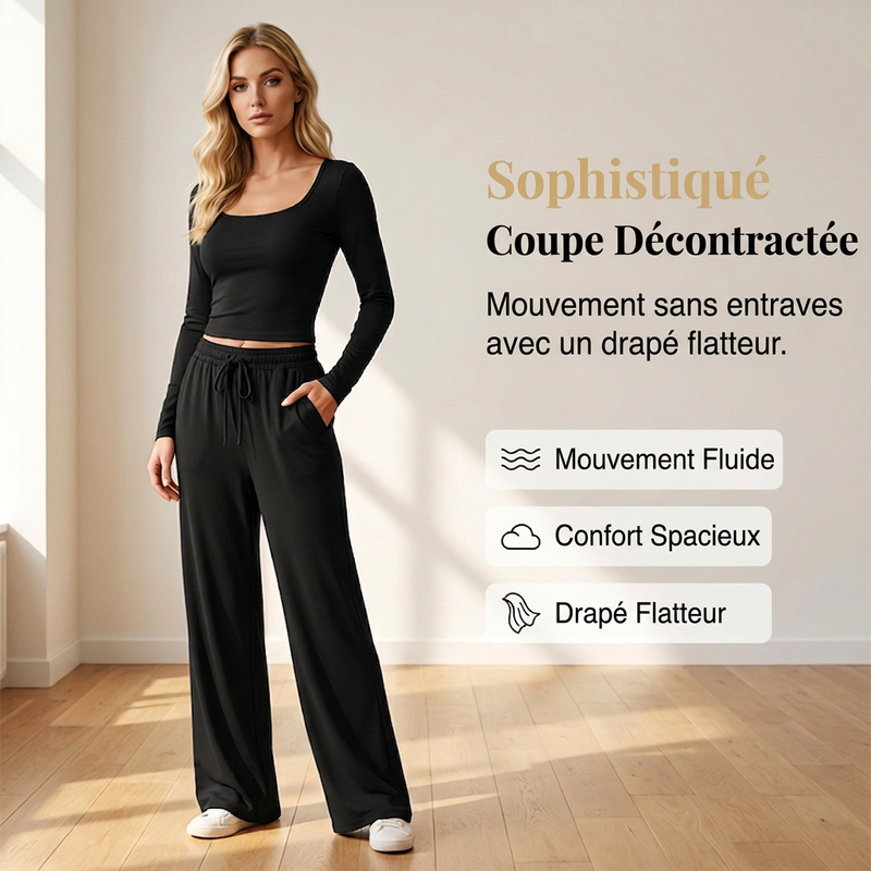 Ensemble pour femme : haut à col carré et pantalon large