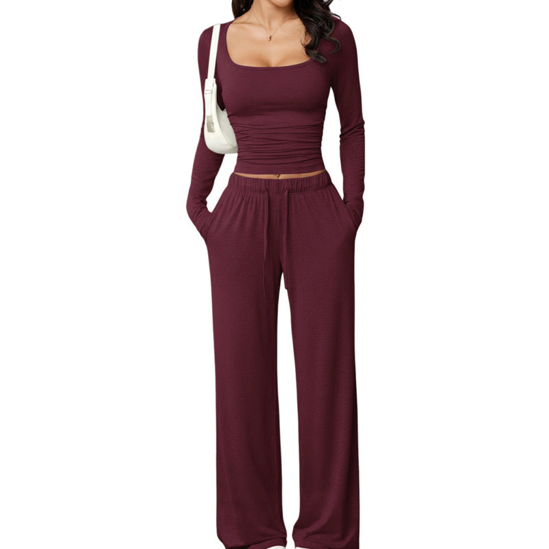 Ensemble pour femme : haut à col carré et pantalon large
