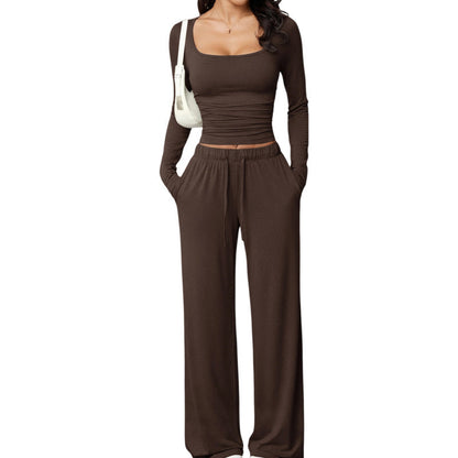 Ensemble pour femme : haut à col carré et pantalon large