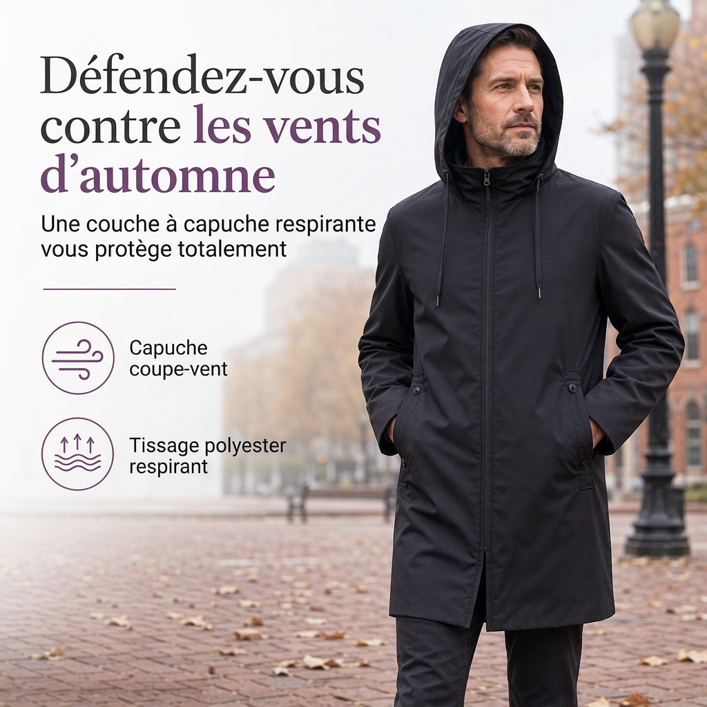 📢📢50 % DE RÉDUCTION !! ⏰ Coupe-vent ajusté à capuche pour homme
