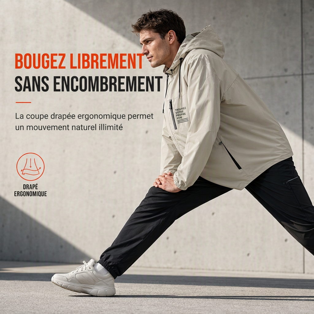 Coupe-vent outdoor pour homme avec capuche amovible