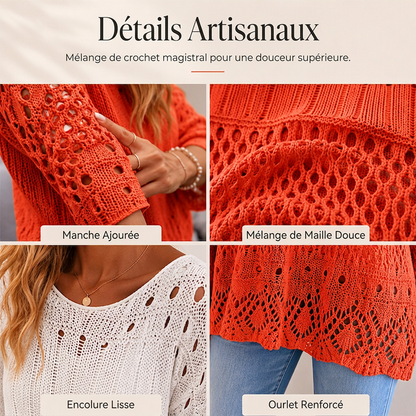 🔥⏳OFFRE LIMITÉE -50%🌞 Pull en maille crochet ajouré pour femme