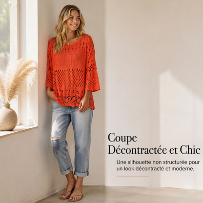🔥⏳OFFRE LIMITÉE -50%🌞 Pull en maille crochet ajouré pour femme