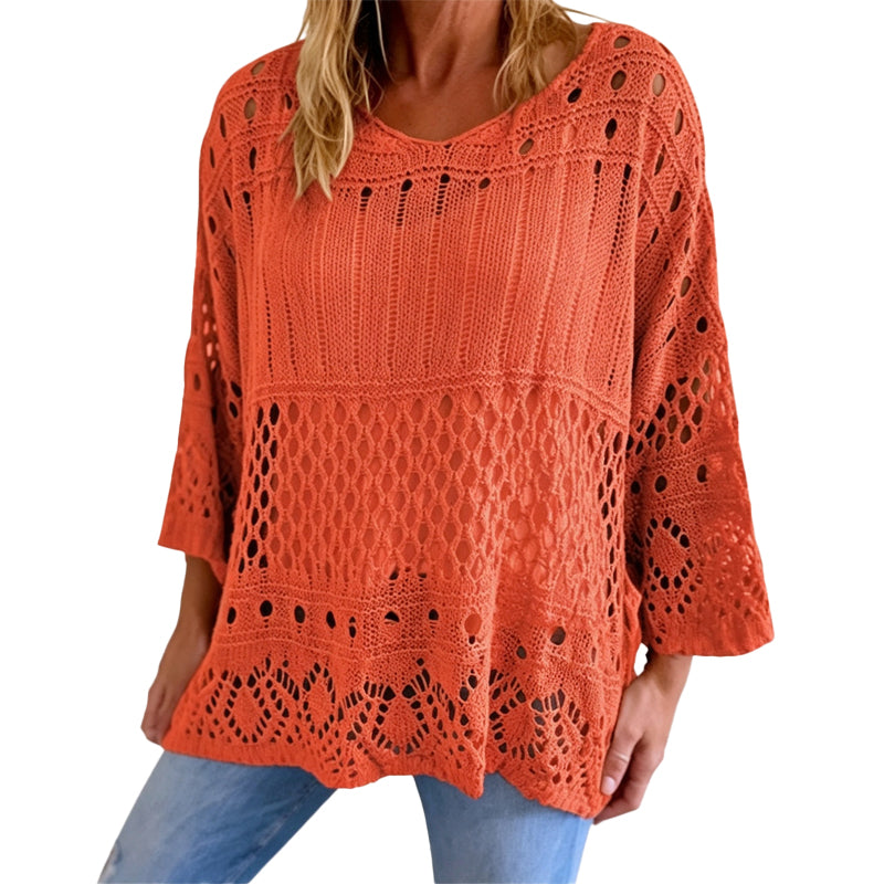 🔥⏳OFFRE LIMITÉE -50%🌞 Pull en maille crochet ajouré pour femme