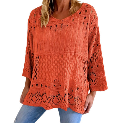 🔥⏳OFFRE LIMITÉE -50%🌞 Pull en maille crochet ajouré pour femme