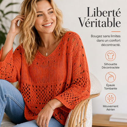 🔥⏳OFFRE LIMITÉE -50%🌞 Pull en maille crochet ajouré pour femme