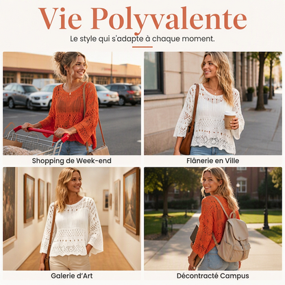 🔥⏳OFFRE LIMITÉE -50%🌞 Pull en maille crochet ajouré pour femme