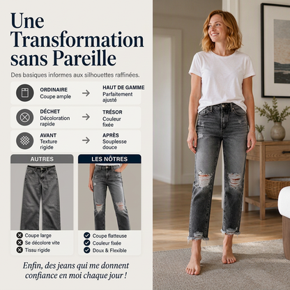 Jean déchiré rétro pour femme