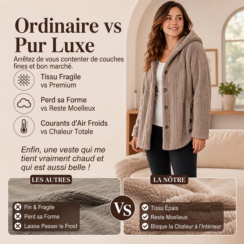 Veste à capuche en peluche coupe ample pour femme