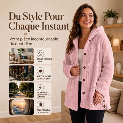 Veste à capuche en peluche coupe ample pour femme