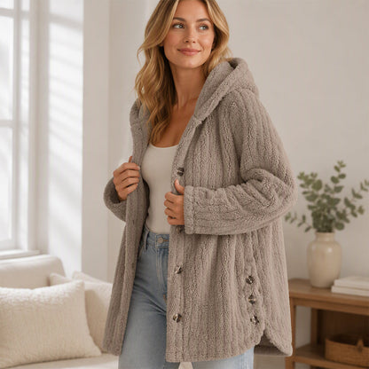 Veste à capuche en peluche coupe ample pour femme