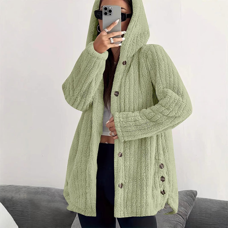 Veste à capuche en peluche coupe ample pour femme