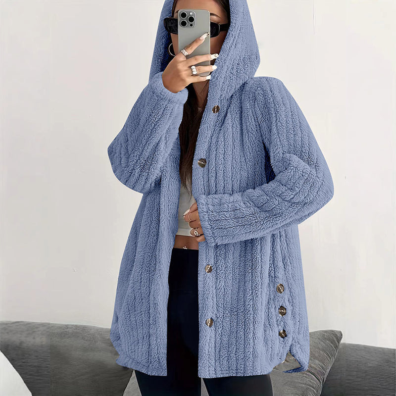 Veste à capuche en peluche coupe ample pour femme