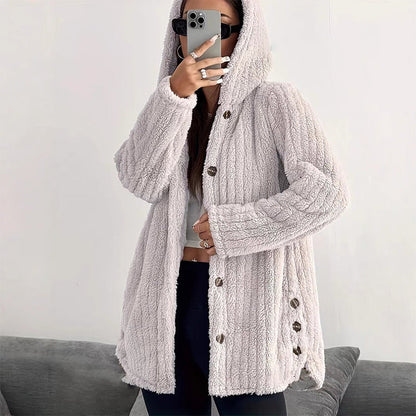 Veste à capuche en peluche coupe ample pour femme