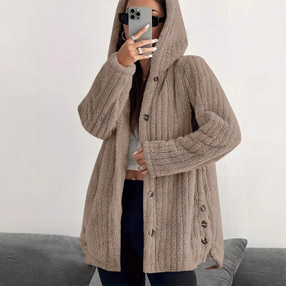 Veste à capuche en peluche coupe ample pour femme