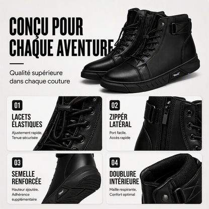 Bottes de combat en cuir véritable imperméables pour hommes