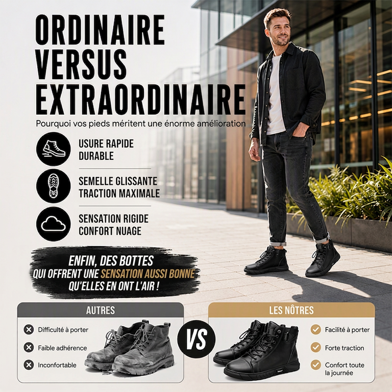 Bottes de combat en cuir véritable imperméables pour hommes