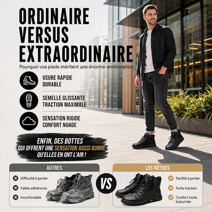 Bottes de combat en cuir véritable imperméables pour hommes