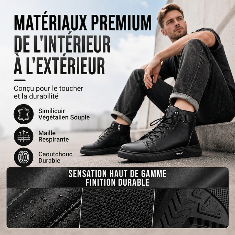 Bottes de combat en cuir véritable imperméables pour hommes
