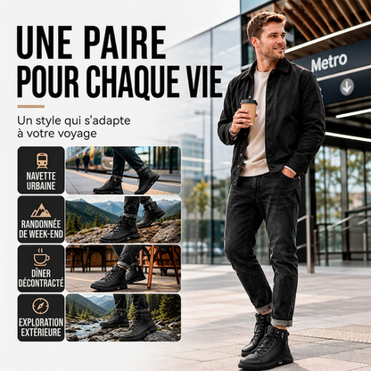 Bottes de combat en cuir véritable imperméables pour hommes