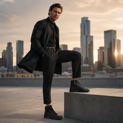 Bottes de combat en cuir véritable imperméables pour hommes