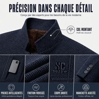 Blazer ajusté pour homme à col Mao
