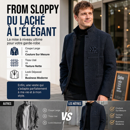 Blazer ajusté pour homme à col Mao
