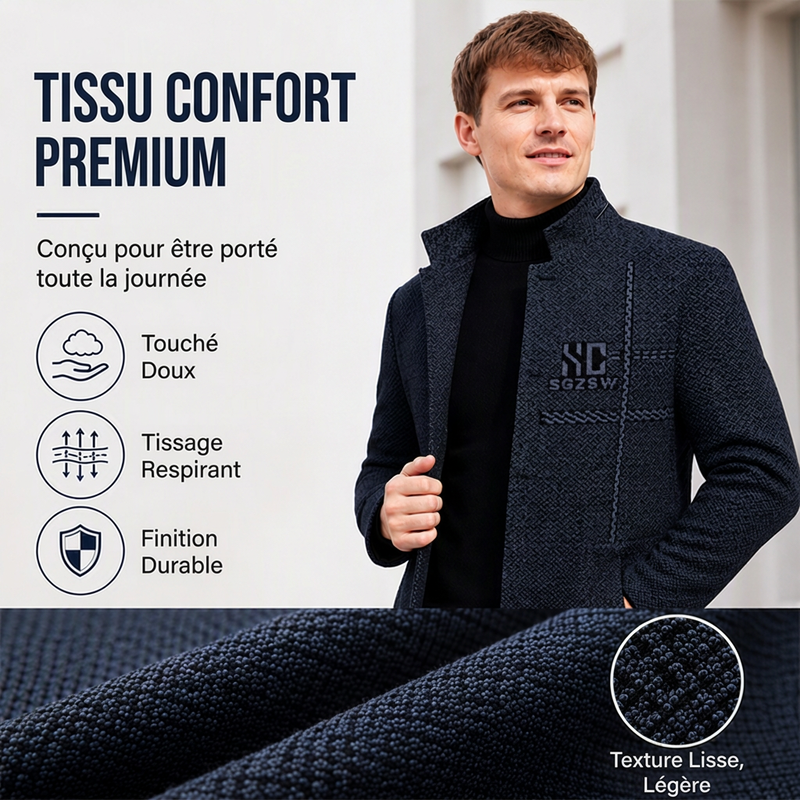 Blazer ajusté pour homme à col Mao