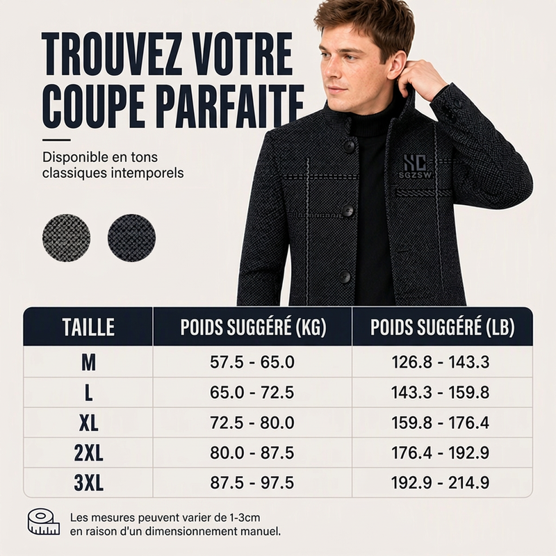 Blazer ajusté pour homme à col Mao
