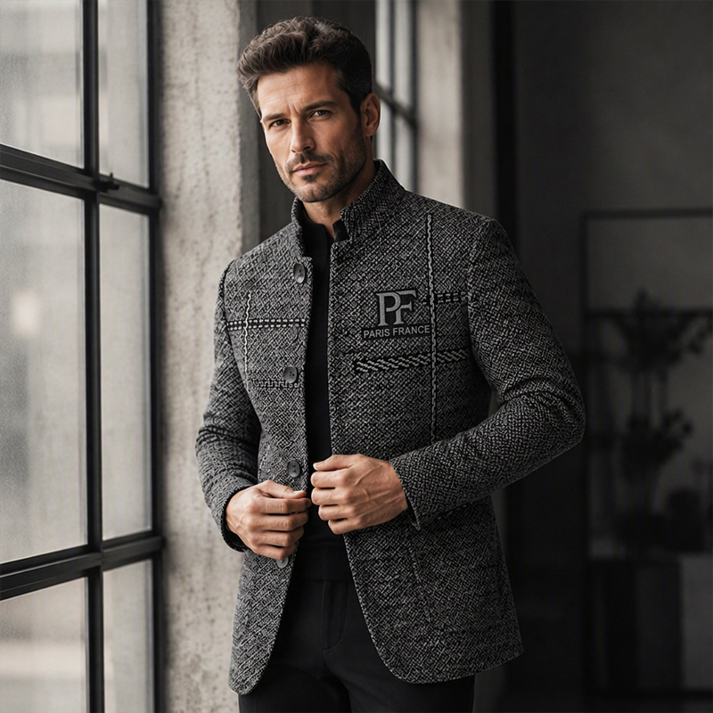 Blazer ajusté pour homme à col Mao