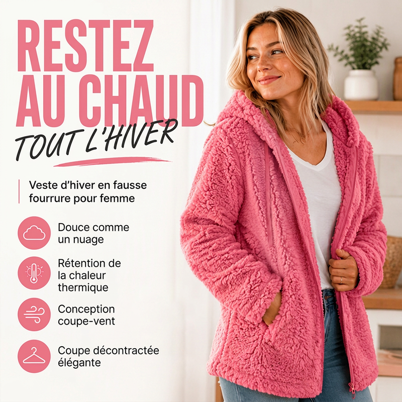 Veste polaire à capuche et à fermeture éclair pour femme